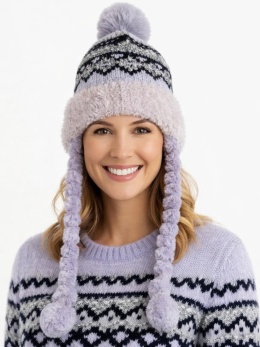 Czapka alpejska szara z warkoczami (600150599)