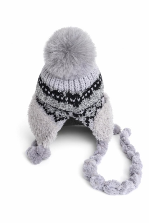 Czapka alpejska szara z warkoczami (600150599)