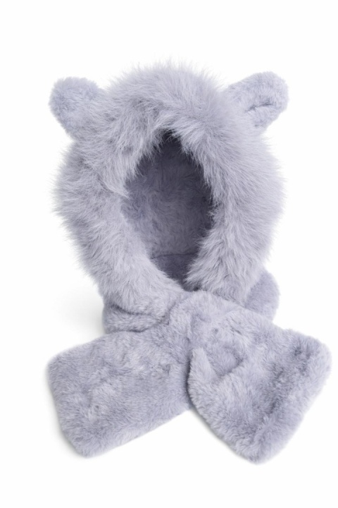 Czapka komin futrzak z uszami szara (600165399)