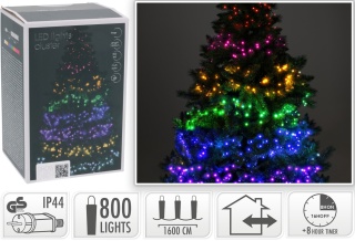 Girlanda świetlna 800LED kolorowa 16m timer 8f. (AX8550910) wew/zew