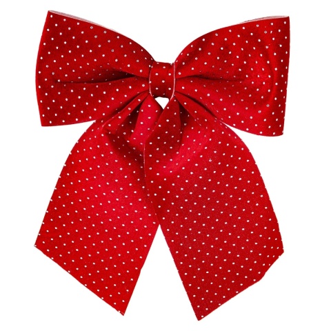 Kokarda welur/pianka czerwona w kropki duża (171752) 32x32cm