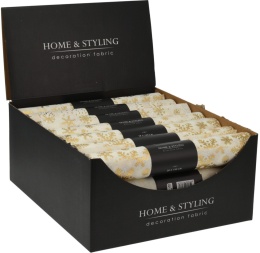 Materiał dekoracyjny ecru złote choinki (516628)