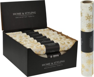 Decorative material ecru gold snowflakes (516628;520481)