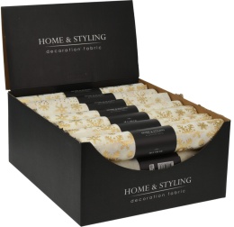 Materiał dekoracyjny ecru złote śnieżynki (516628)