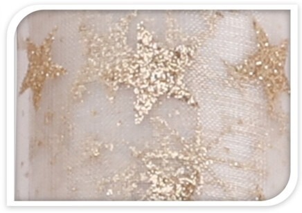 Organza biało-złota gwiazdki 30x500cm (523842)