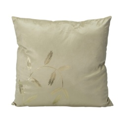 Poduszka 45x45cm beżowy welur złote gałązki (522029)