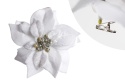 White velvet poinsettia, 17cm diameter, on a clip (WYR03808)