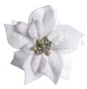 White velvet poinsettia, 17cm diameter, on a clip (WYR03808)