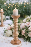Candlestick 37cm exotic wood India (6663)