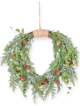 Wianek 40cm natura ze sznurkiem owoce + szyszki (CV37291)