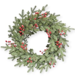Wianek 60cm świerk PE czerwone owoce (CV28555)