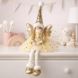 Sitting angel 60cm beige tulle LED dress (AMA000520)