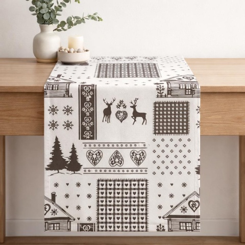 Bieżnik 40*150cm biały z szarymi domkami (SJ6-415) -40%