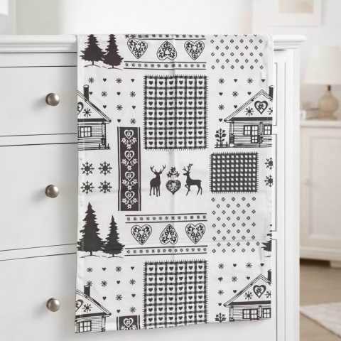 Bieżnik 40*180cm bawełniany biały w szare domki (SJ6-4180) -40%