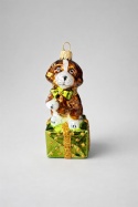 Shaped ornament: Dog on a gift (268) SZ