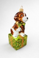 Shaped ornament: Dog on a gift (268) SZ