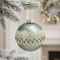 Glass bauble 8cm matte green glitter pattern (523381)-10%