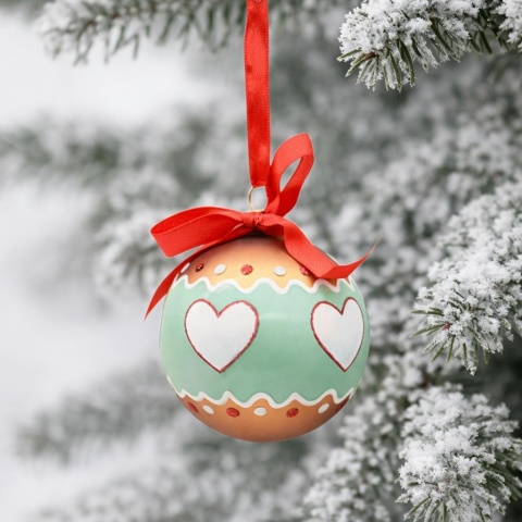 Glass bauble 8cm gingerbread hearts (TG75897)-20%