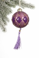 Glass bauble 8cm pink-purple rhombus with tassel (071001)-10%
