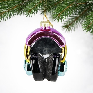 Glass bauble: Purple headphones (512169)
