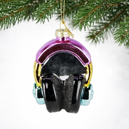 Glass bauble: Purple headphones (512169)