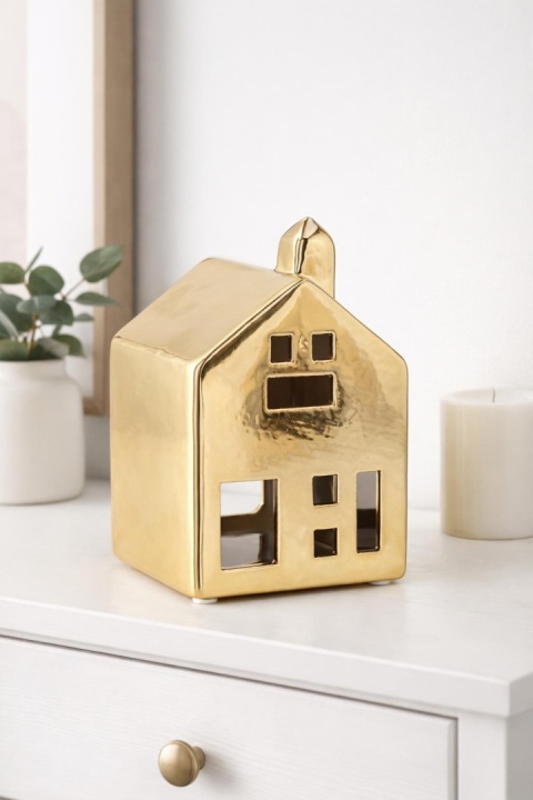 Domek ceramiczny lampion złoty mały (RC26M186-25G)-20%