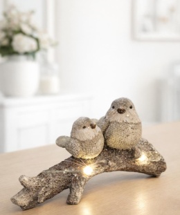 Two birds on a branch LED polyresin (GB0477)