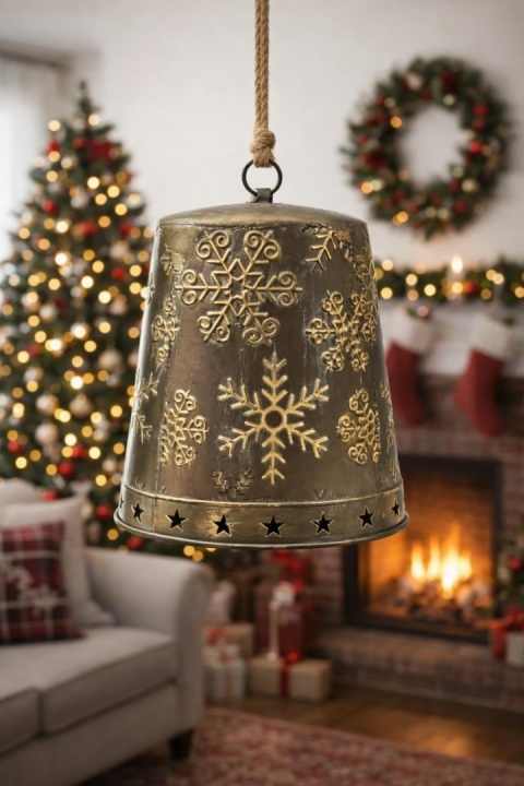 Large, flat, brown, distressed metal bell (RF0480)-20%
