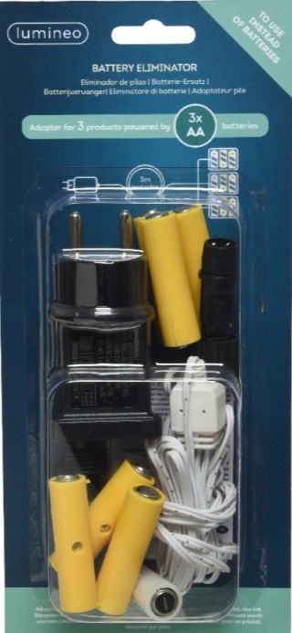 3V Battery Eliminator (replaces 3x AA batteries) – powers up to 3 items – 3m cable (482725)