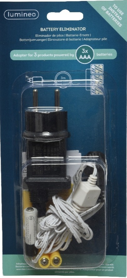 Battery eliminator for 3 AAA batteries (482726)