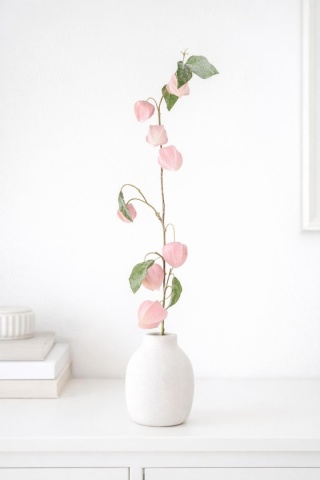 Branch 92cm frosted pink physalis (CV36637-2)