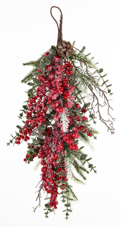 Girlanda 70cm z czerwonymi owocami mix gałązek (180671) 70x23cm
