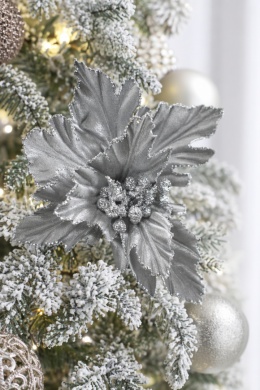 Christmas star, gray velvet with glitter (CV20265-2)