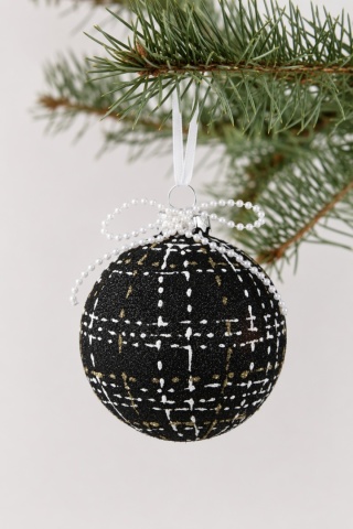 Kpl.3 bombki szklane 8cm czarne "Coco Elegance" (071858)