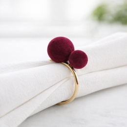 Kpl 3 obrączki złote na serwetkę, flokowane kulki 3kol. (RH9160-19GRB) h:6*4cm-50%