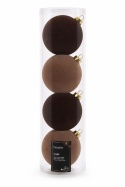Kpl.4szt bombki szklane fi 10cm welur mix brąz (062293)