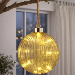 Kula szklana 14cm transparentna zieleń 15LED (AAB201210)