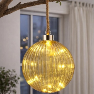 Kula szklana 14cm transparentna zieleń 15LED (AAB201210)