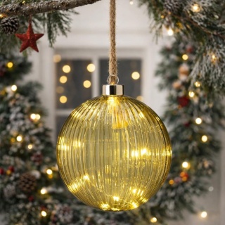 Glass ball 20cm transparent green 30LED (AAB201220)