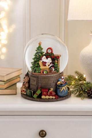 Snow globe (12 cm diameter) with Santa in an armchair – musical (160778)