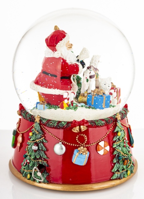 Christmas water globe 15cm on a decorative base, music box (181012)