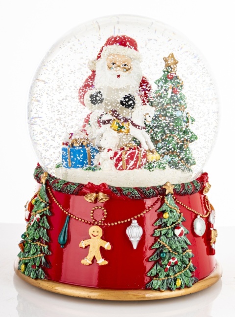 Christmas water globe 15cm on a decorative base, music box (181012)