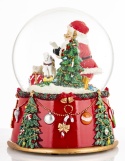 Christmas water globe 15cm on a decorative base, music box (181012)