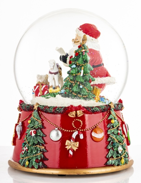 Christmas water globe 15cm on a decorative base, music box (181012)