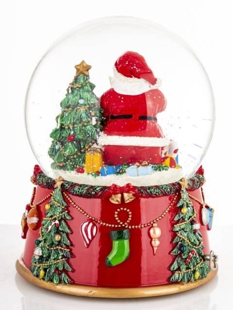 Christmas water globe 15cm on a decorative base, music box (181012)