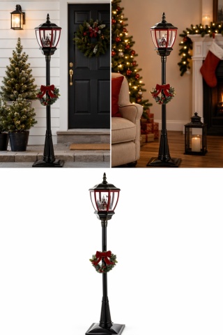 Latarnia 180cm LED ruchoma scenka wirujący śnieg 8 mel. (179881) zasilacz