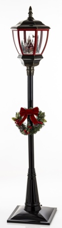 180 cm LED lantern with animated scene, swirling snow, and 8 melodies (179881) – power adapter included