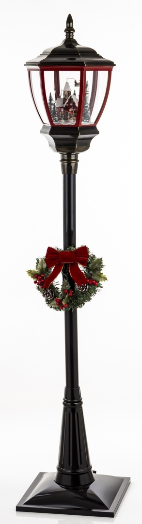 180 cm LED lantern with animated scene, swirling snow, and 8 melodies (179881) – power adapter included