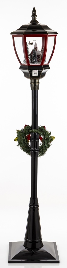 180 cm LED lantern with animated scene, swirling snow, and 8 melodies (179881) – power adapter included