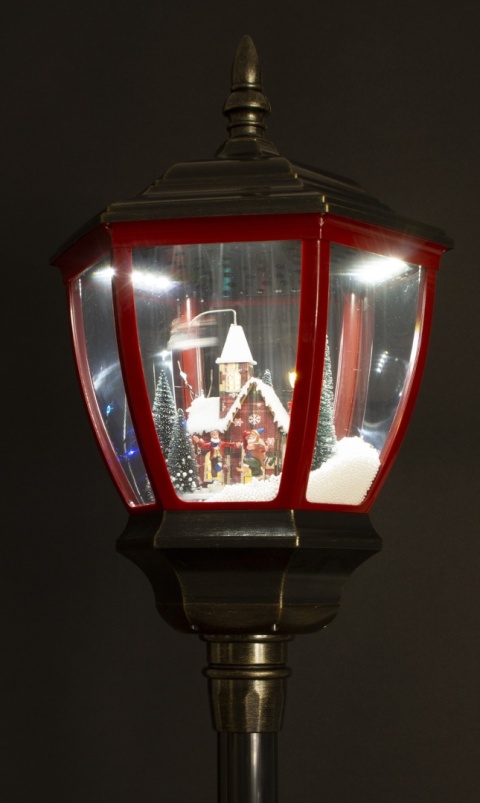 180 cm LED lantern with animated scene, swirling snow, and 8 melodies (179881) – power adapter included